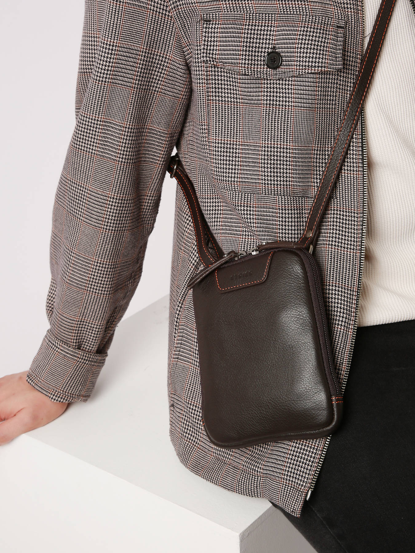 Besace, sac bandoulière Etrier EFOU728S marron fonce/orange en