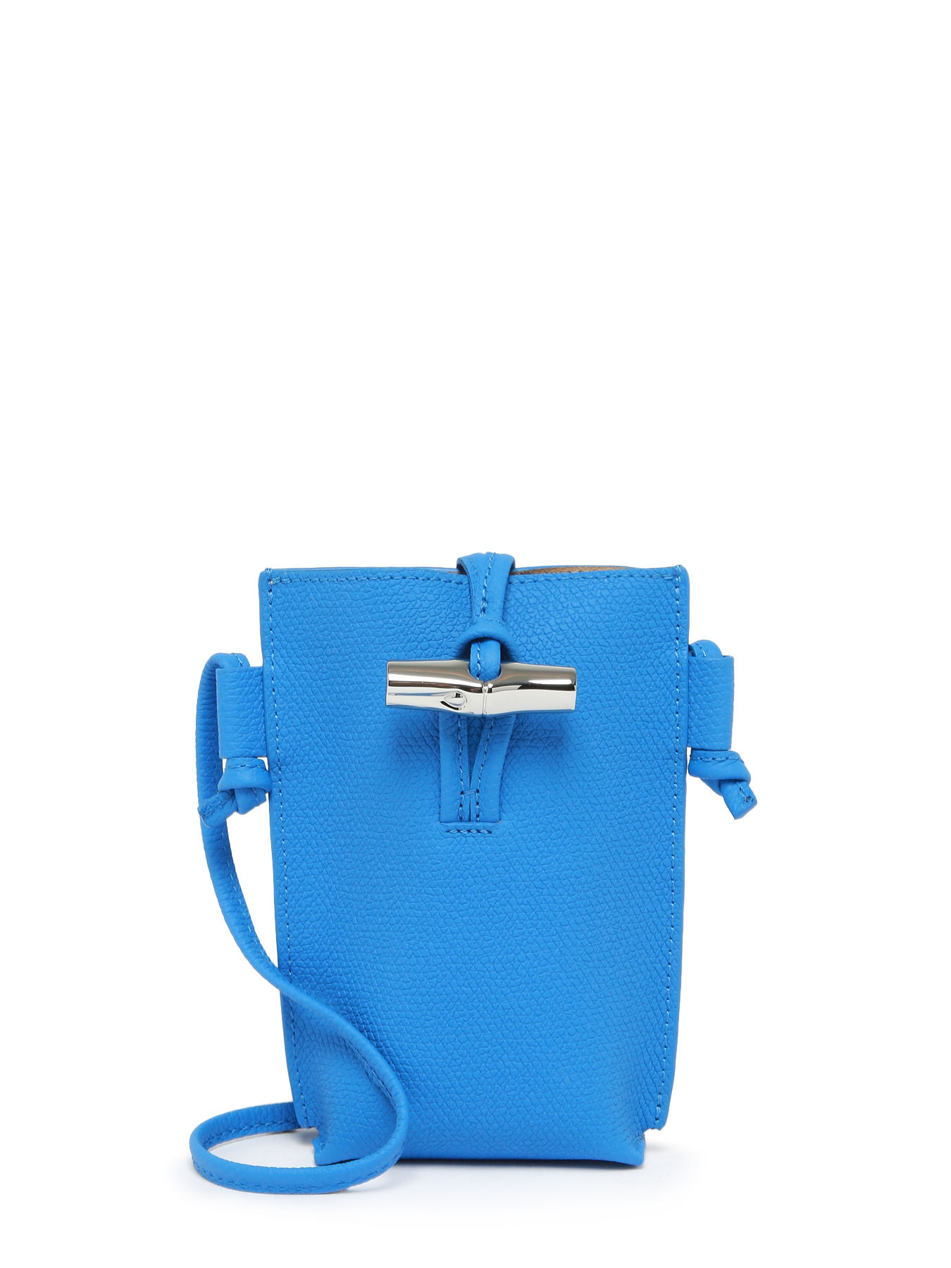 Longchamp Roseau leather phone holder, Blue