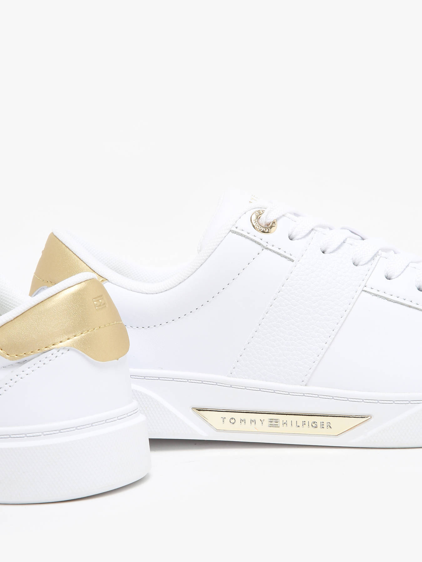 tommy hilfiger white and gold sneakers