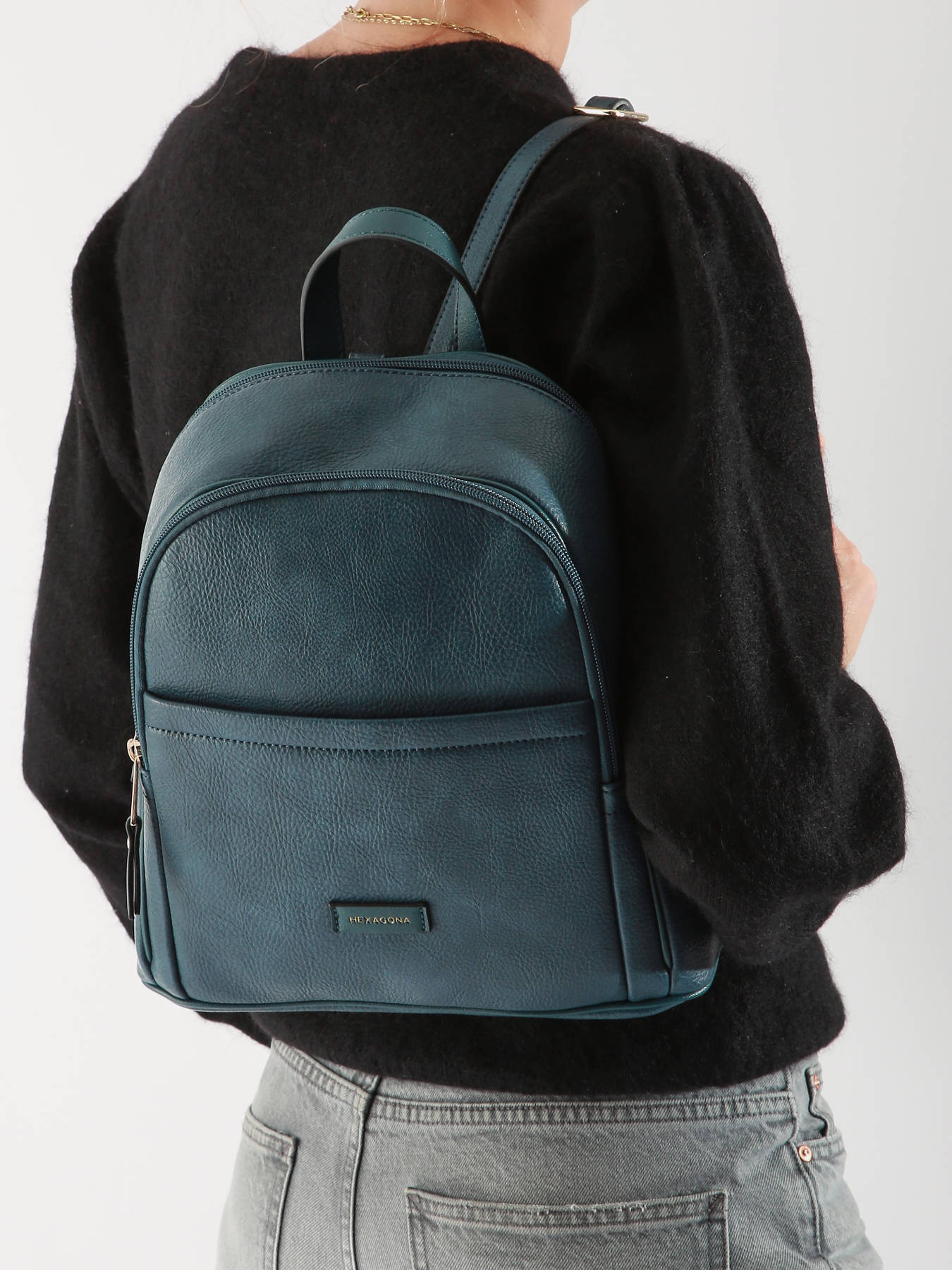 Sac à Dos Hexagona Axelle - Compatible Tablet Et Smartphone - Nylon Déperlant - 23x30x14cm