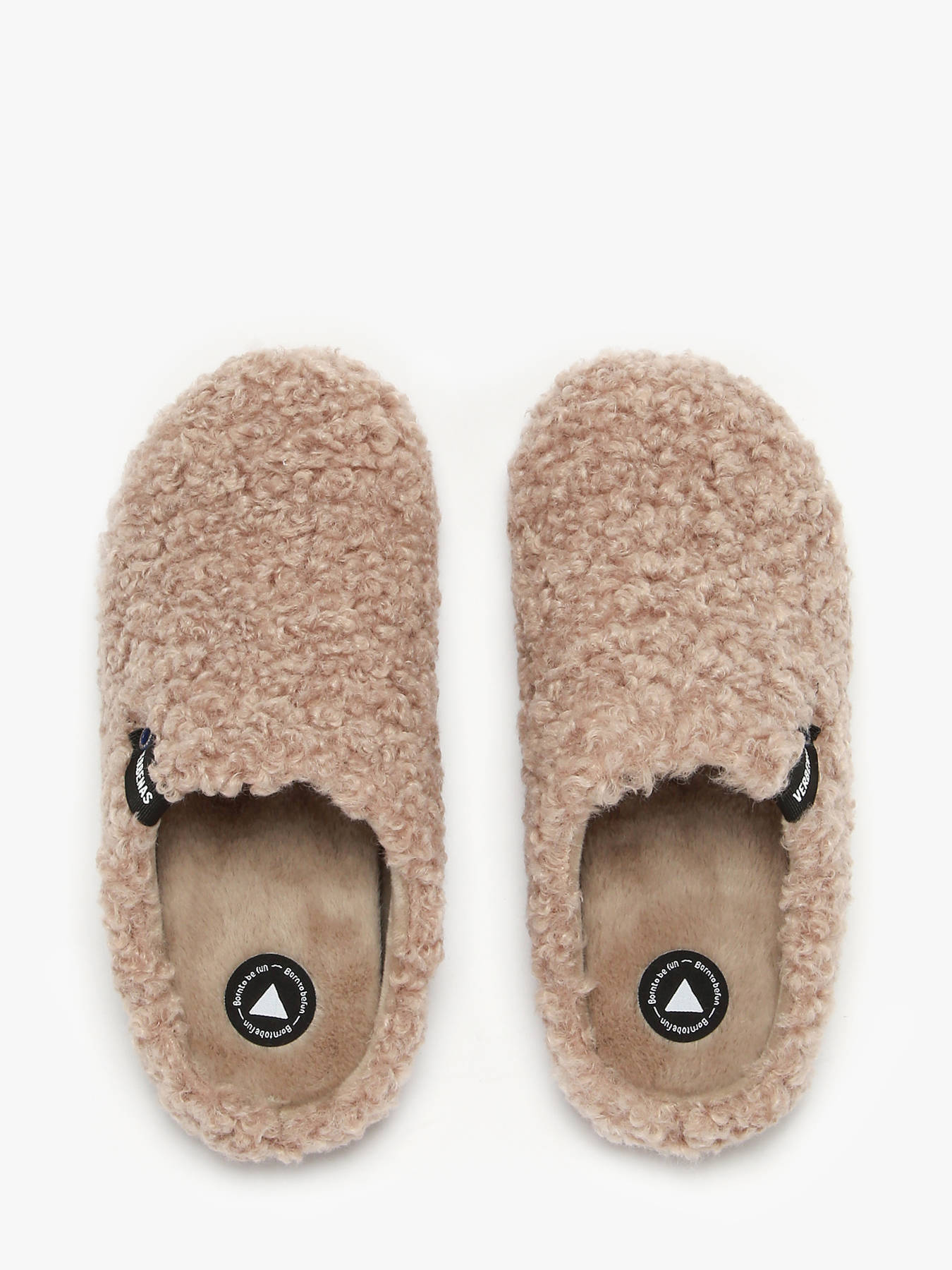 VERBENAS Pantofole York Curly Beige | Morbide E Calde In Pile | Suola In Gomma | Made In Spain