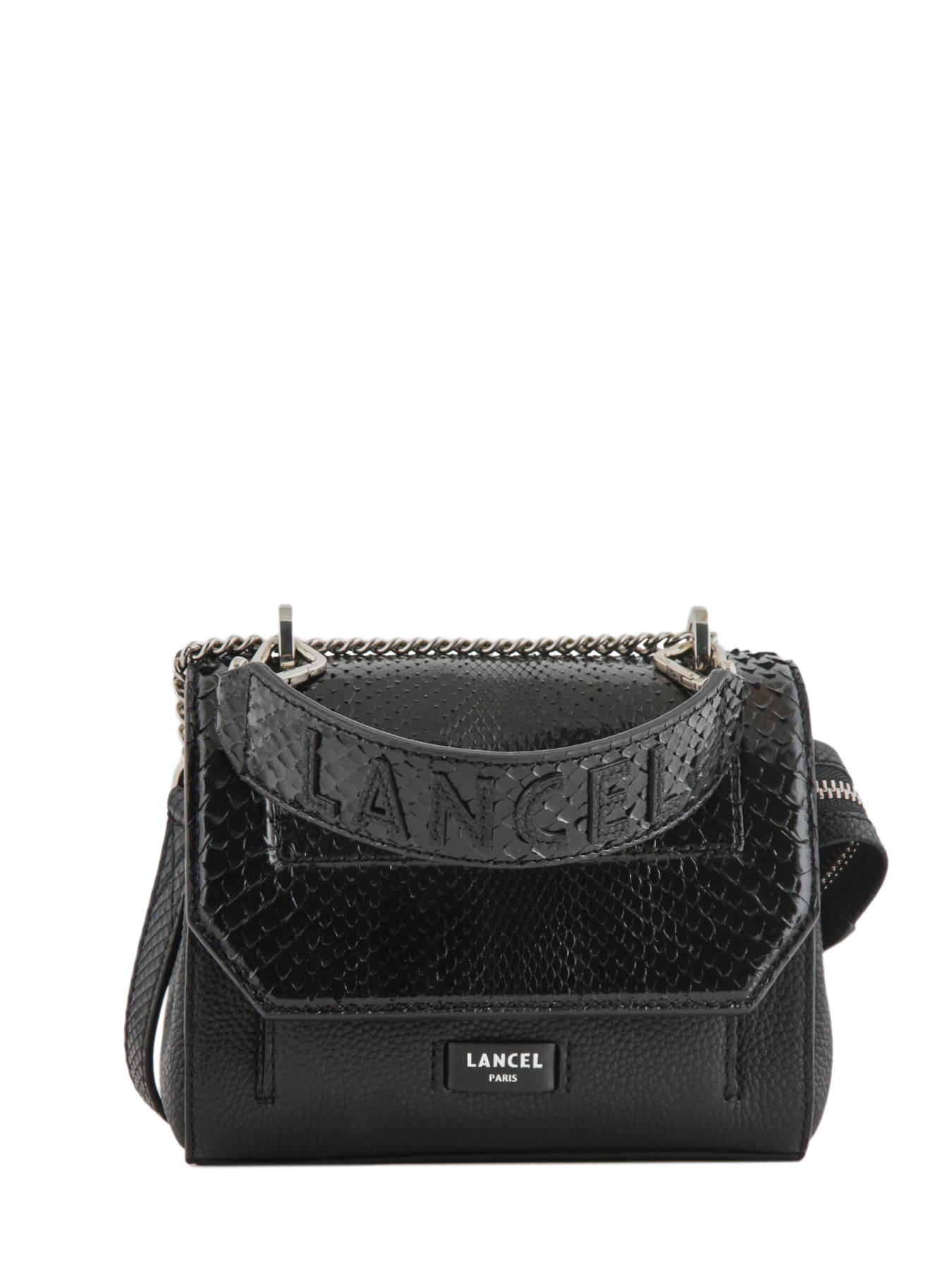 Sac port?� main Lancel NINON PYTHON S noir sur edisac.com