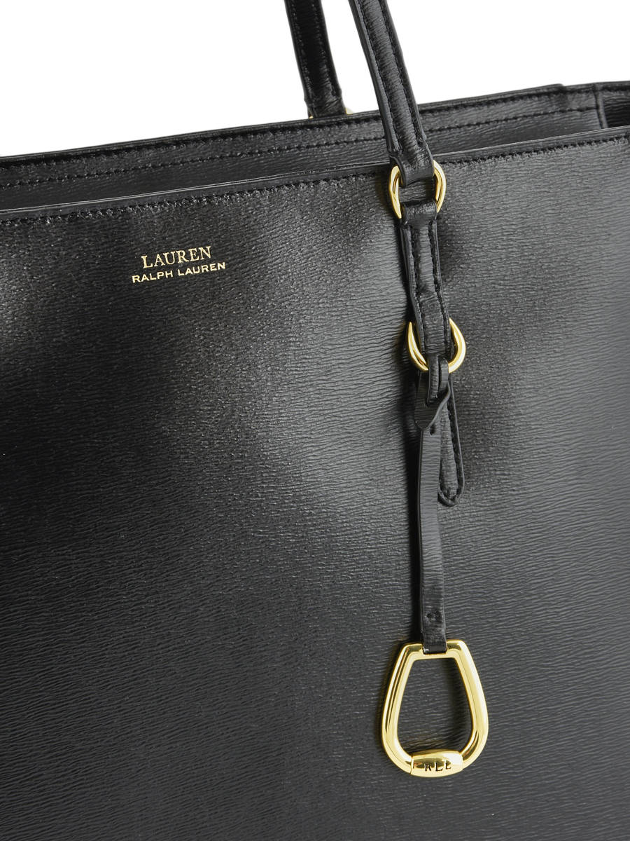 ralph lauren black leather tote bag