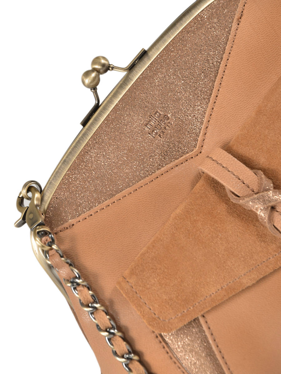 sac bandoulière camel daim