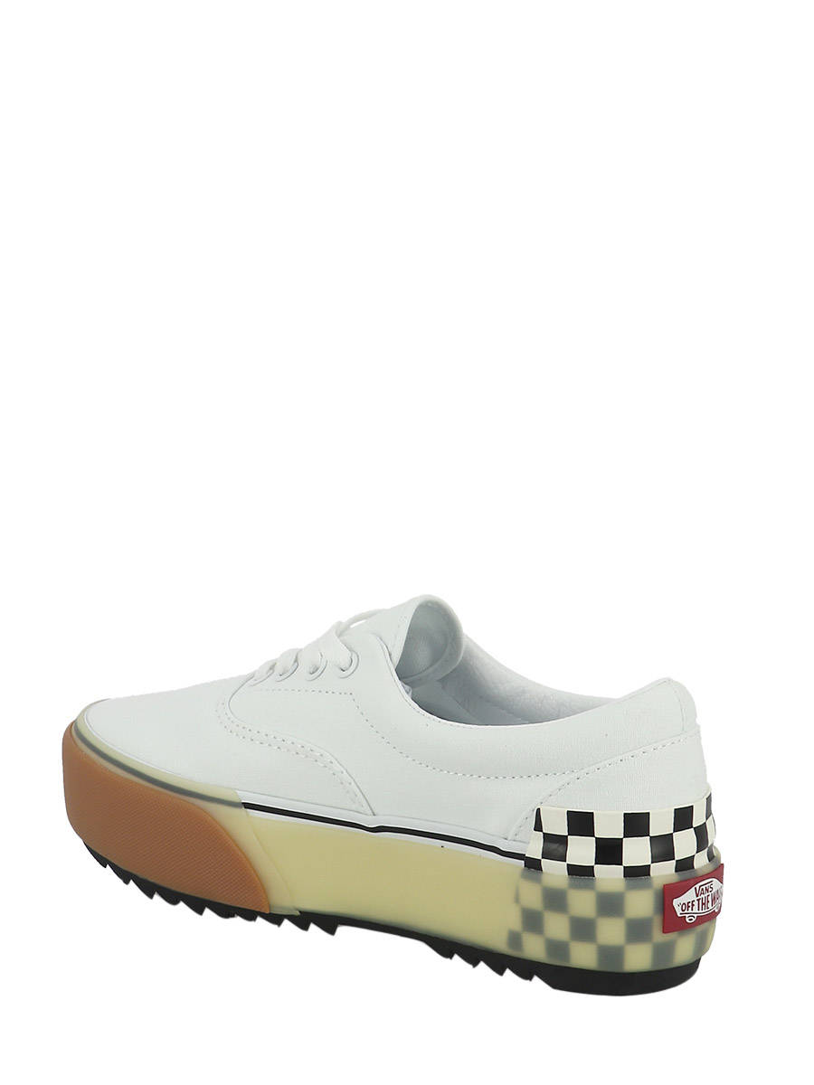 vans leather era stacked white