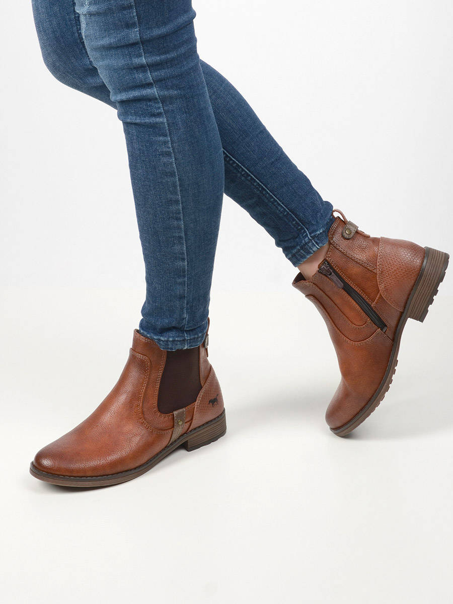 Bottines Chelsea MUSTANG Pour Femme - Cuir Synthétique, Talon 4 Cm, Intérieur Polaire