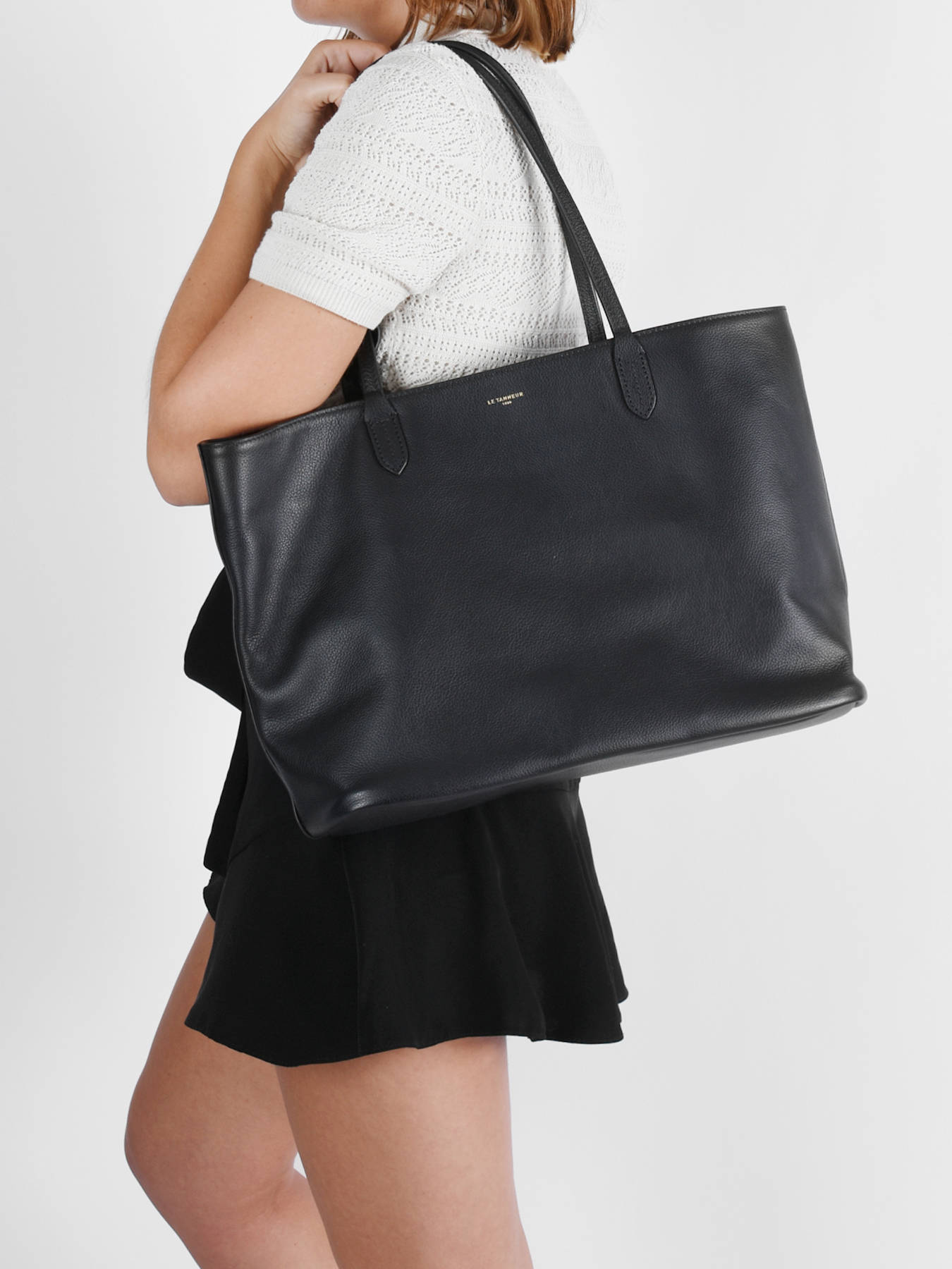 Louise large tote in pebbled leather – Le Tanneur
