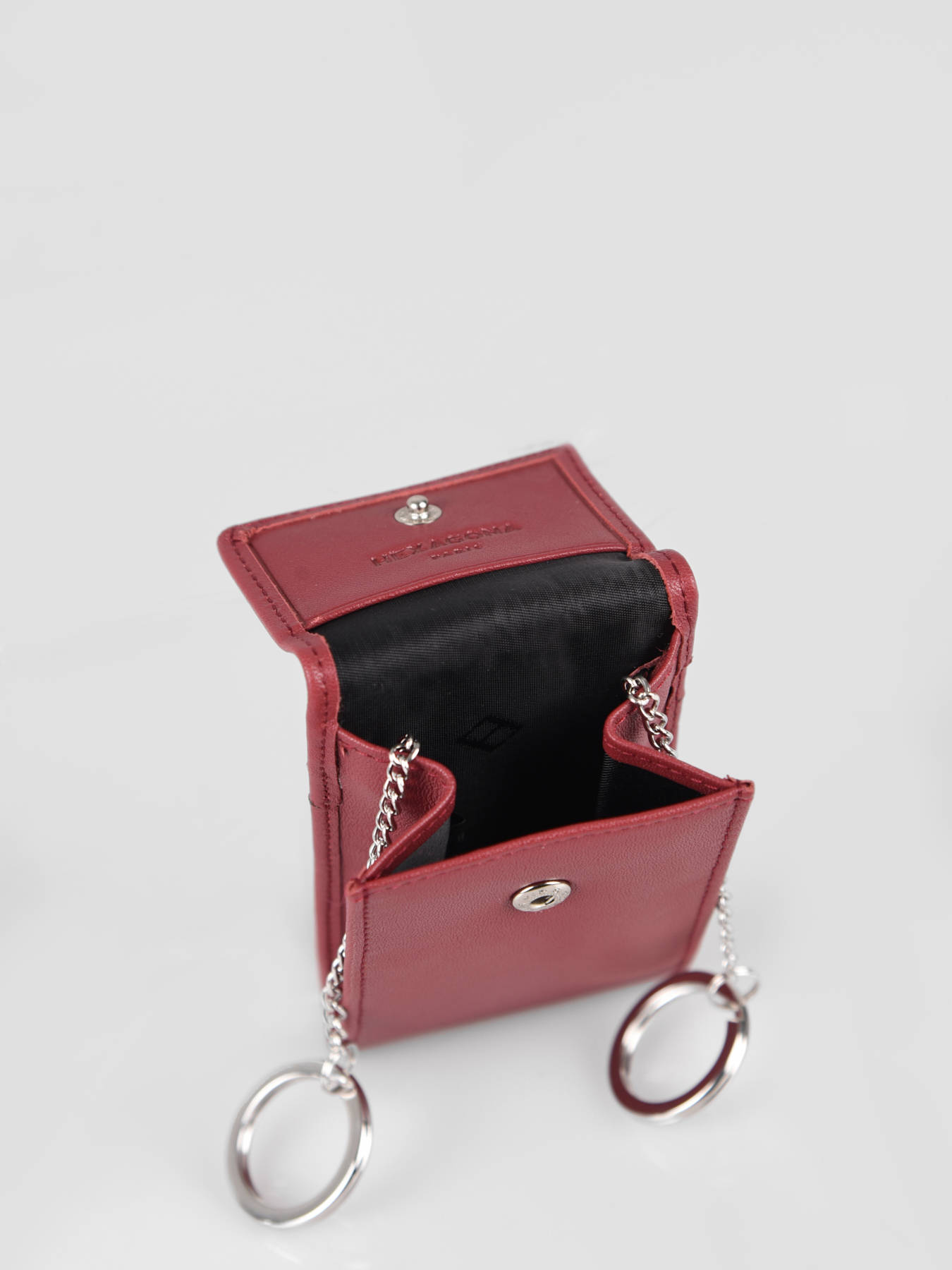 Rouge Poche pour clés Hexagona Paris en Cuir de Vachette Souple Modèle Soft Taille Etuis pour clés pour Femme Étui-clés Pochette clés