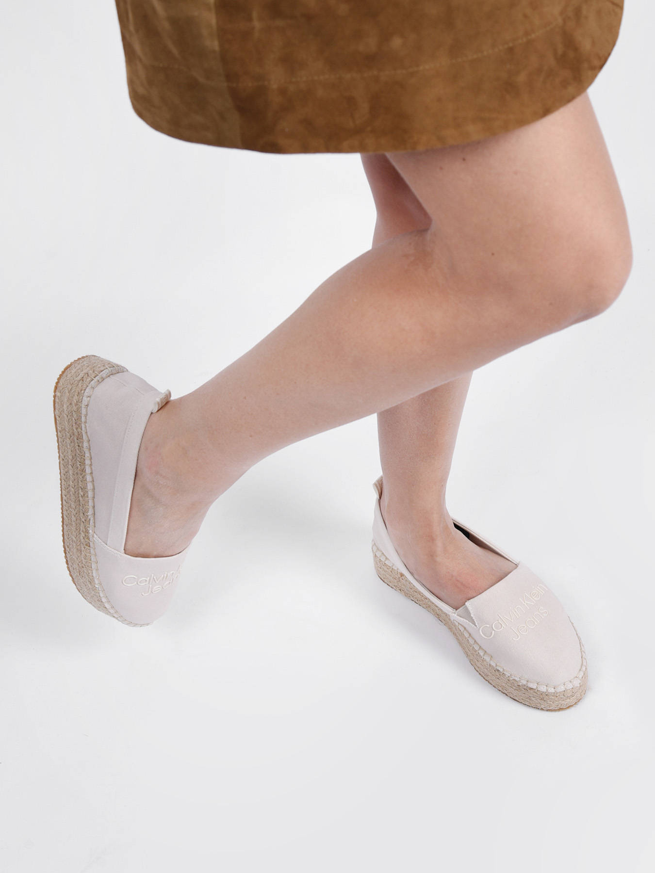 calvin klein raffia platform