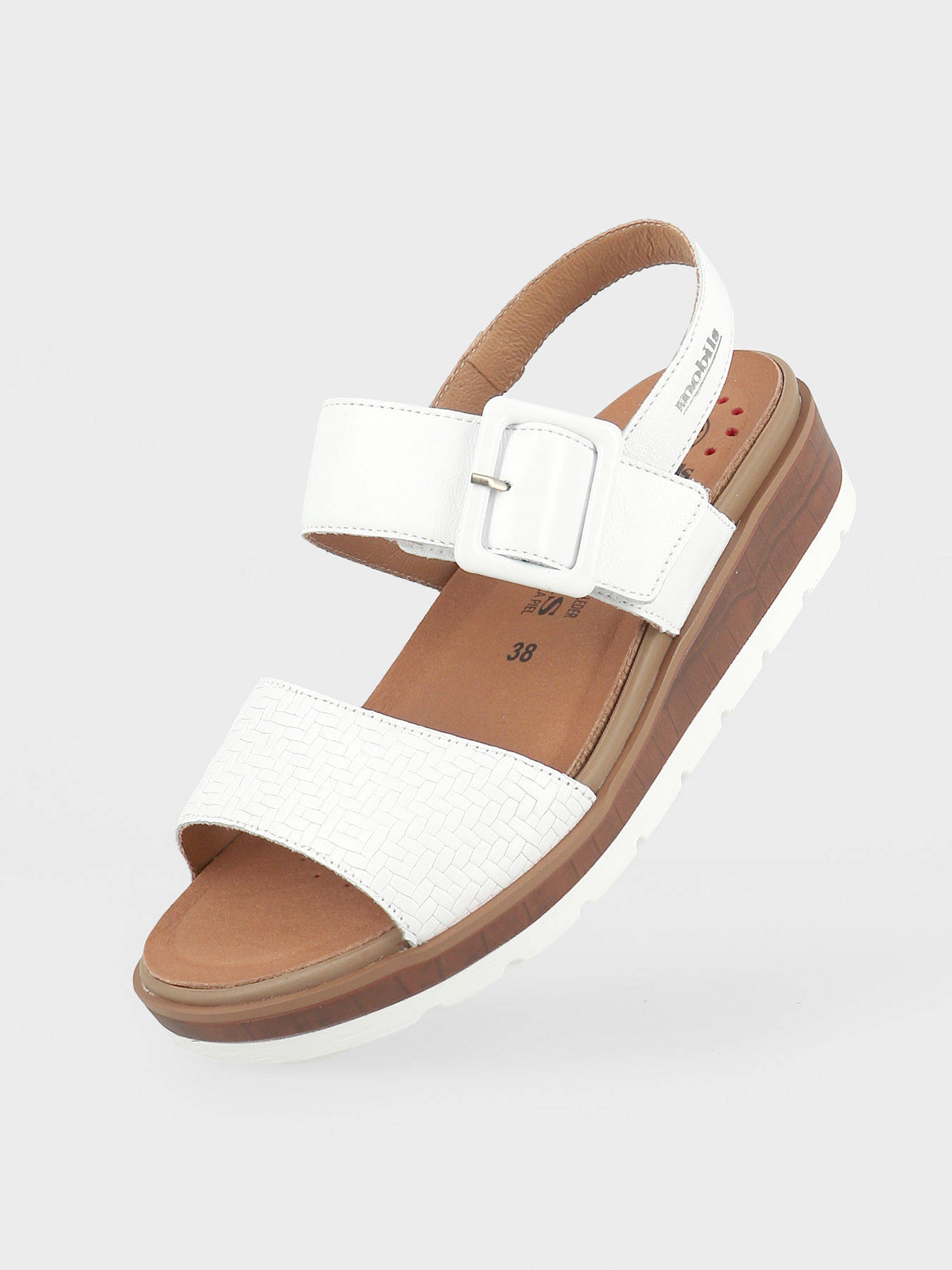 Sybil in White Patent Designer Mephisto Sandals 