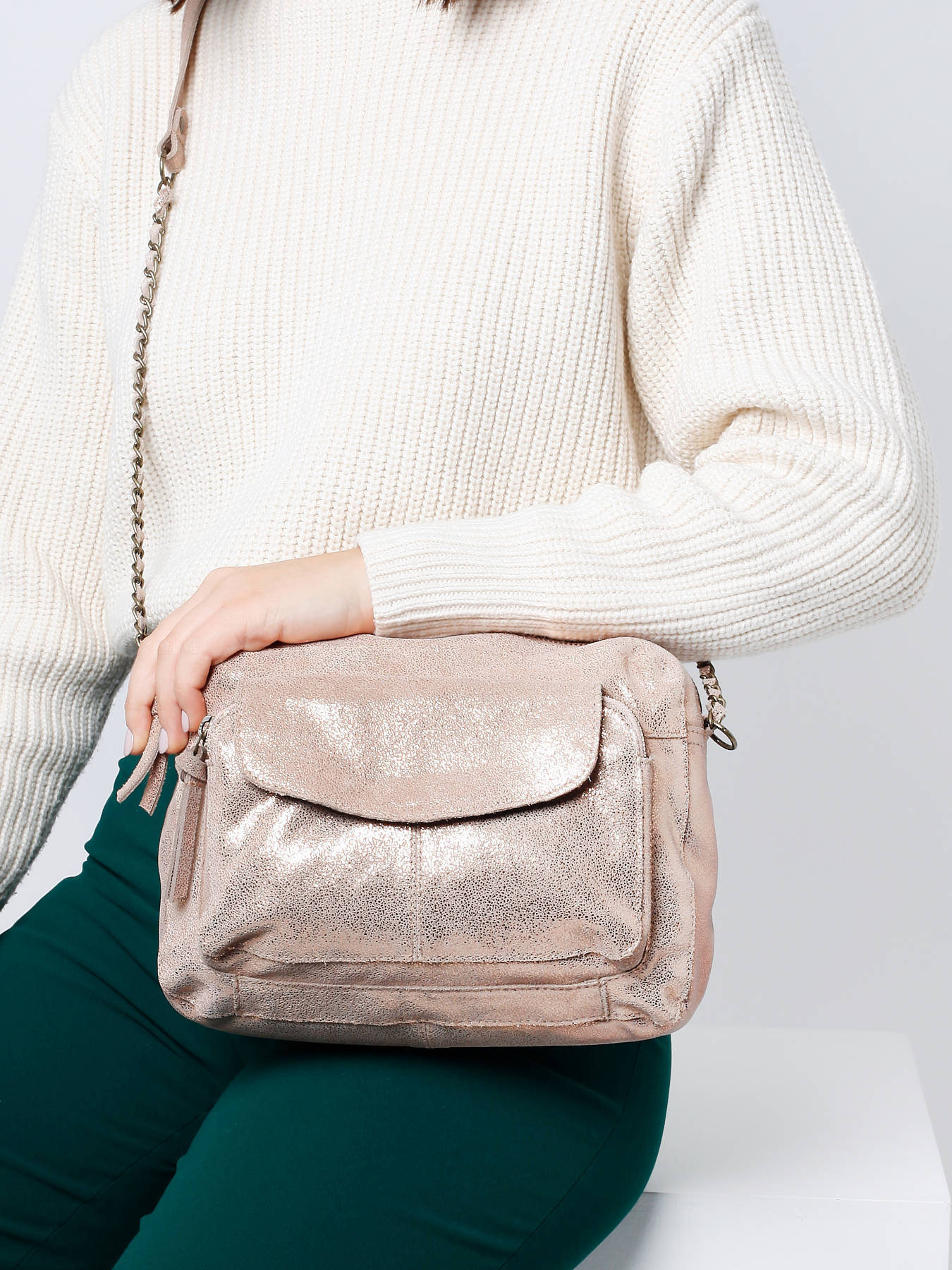 Sac bandouli?�re Pieces PCNAINA LARGE rose dust snow en vente au meilleur prix