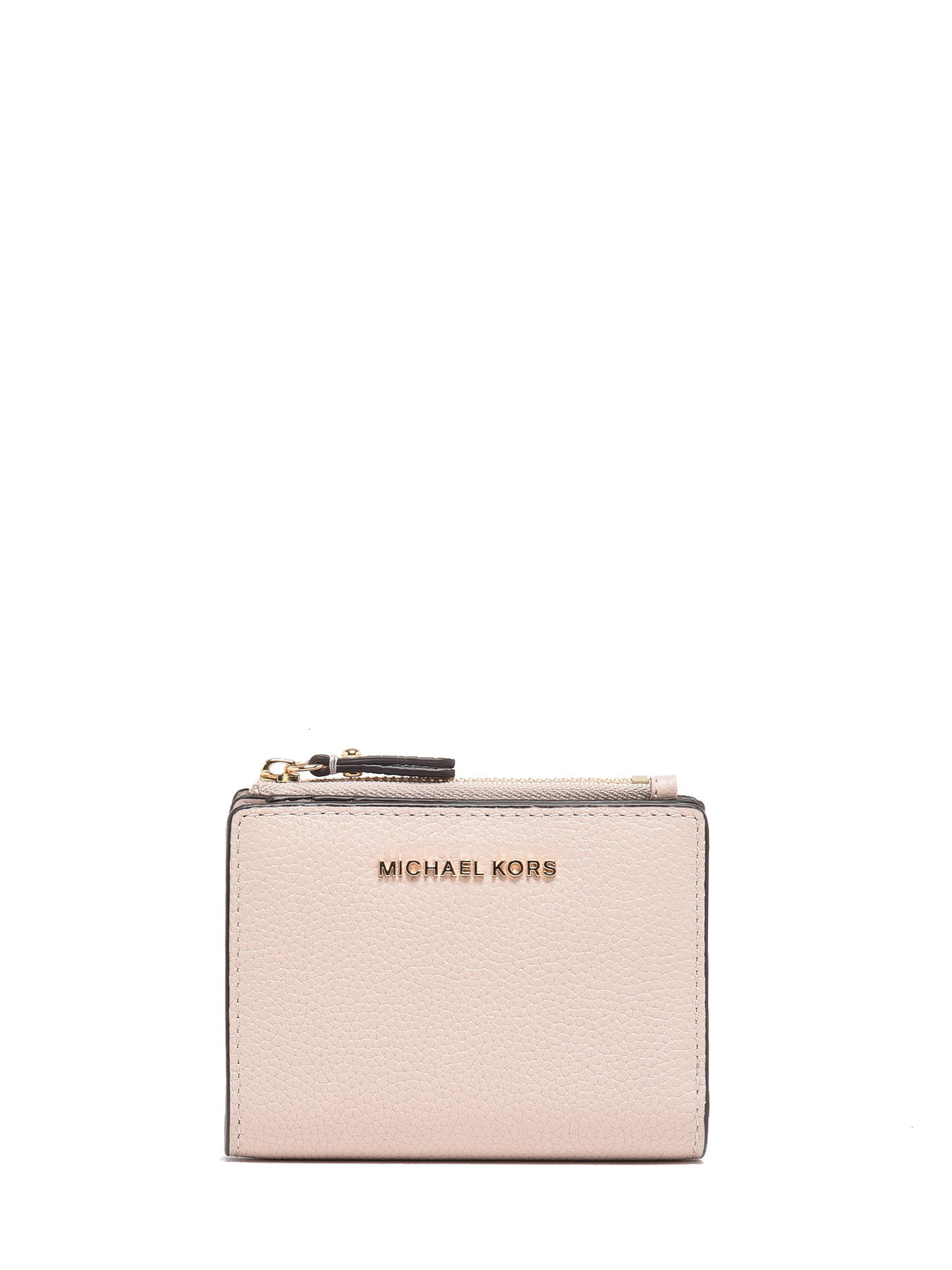 Michael Kors Key Ring Zip Coin Pouch Card Holder Wallet White MK Grapefruit  Pink