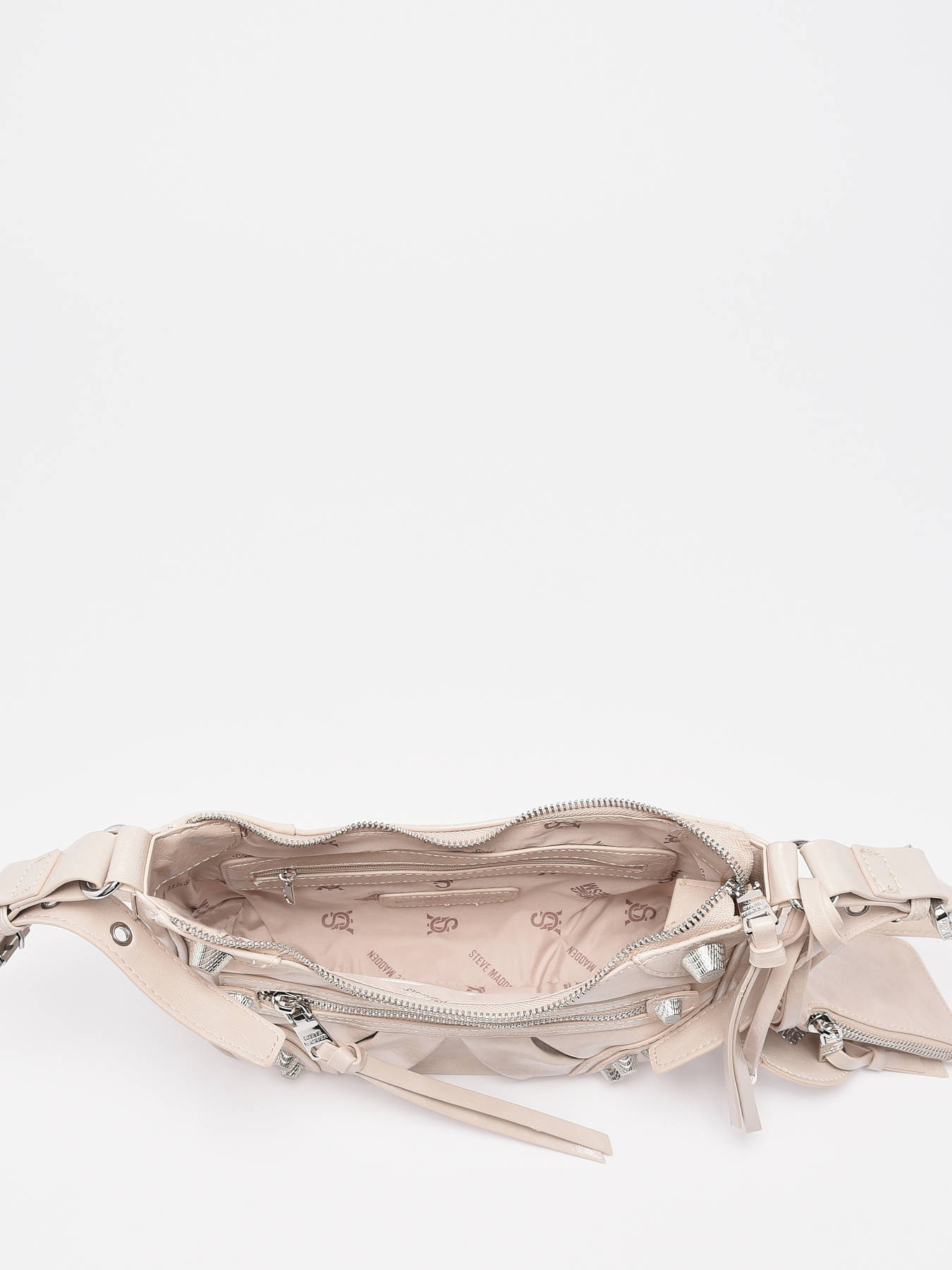 Sac Bandoulière Steve Madden Femme Grand Format - Cuir Blanc, Toile, Finitions Dorées, Occasion