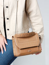 Medium Leather Ninon Croco Handbag Lancel Brown ninon A10930-vue-porte