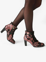 Heeled Boots Alcbaneo In Leather Laura vita Pink women ALCBA130-vue-porte