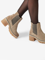 Heeled Chelsea Boots In Leather Tamaris Beige women 41-vue-porte