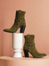 Heeled Santiago Boots In Leather Mjus Green women T76202