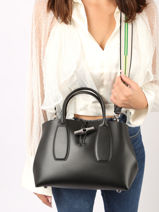Longchamp Roseau box Handbag Black-vue-porte