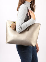 A4 Size  Shoulder Bag Grained Miniprix Gold grained 1-vue-porte
