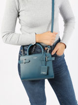 Small Leather Emilie Handbag Le tanneur Blue emily TEMI1600-vue-porte
