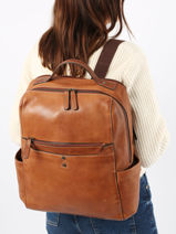 2-compartment  Backpack  With 15" Laptop Sleeve Basilic pepper Brown traveler BTRA10-vue-porte