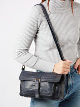 Sac Bandoulire Cow Cuir Basilic pepper Bleu cow BCOW60-vue-porte