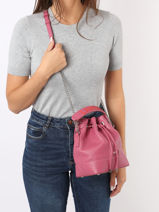 Small Leather Ninon Bucket Bag Lancel Pink ninon A11746-vue-porte