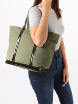 Large Zipped Shoulder Bag Le Cabas Sequins Vanessa bruno Green cabas 1V40409-vue-porte