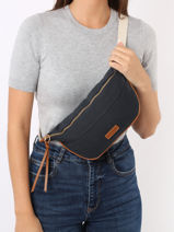 Sac Banane Le Cabas Coton Vanessa bruno Bleu cabas 1V40902-vue-porte