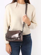 Shoulder Bag Vintage Leather Mila louise Black vintage 23673JX-vue-porte