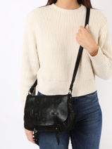 Leather Crossbody Bag Vintage Vintage Leather Mila louise Black vintage 3017X-vue-porte