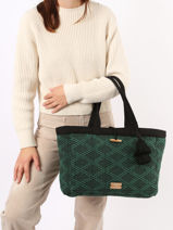 Shoulder Bag Oeillet Cotton Woomen Green oeillet WOEI04-vue-porte