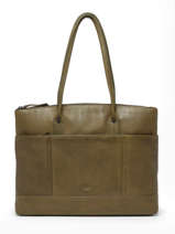 A4 Size Shoulder Bag With 15" Laptop Sleeve Four Seasons Leather Milano Green four seasons SOPLB068