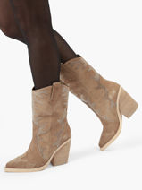 Santiago Boots In Leather Alma en pena Beige women I23431-vue-porte
