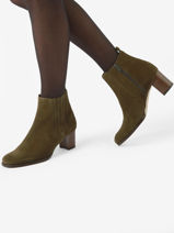 Heeled Boots In Leather Arroba Green women 1900TP-vue-porte
