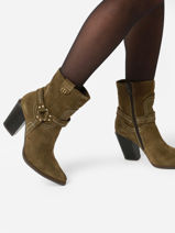 Heeled Santiago Boots In Leather Mjus Green women T76202-vue-porte