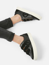 Strike Velcro Sneakers In Leather No name Black women GLNS04B3-vue-porte