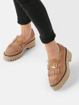 Moccasins In Leather Nathan baume Brown women 232N10-vue-porte