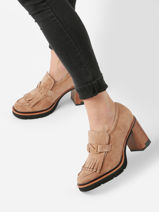 Heeled Moccasins In Leather Nathan baume Brown women 232N55-vue-porte