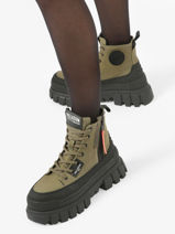 Boots Revolt Boot Zip In Leather Palladium Green women 98860325-vue-porte