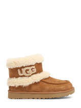 Platform Boots Ultra Mini Fluff In Leather Ugg Brown women 1145410