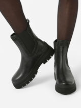 Chelsea Boots In Leather Tommy hilfiger Black women 7655BDS-vue-porte