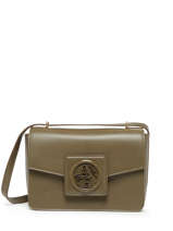Medium Leather Roxane Shoulder Bag Lancel Green roxane A12073
