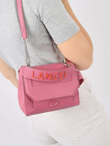 Small Leather Ninon Crossbody Bag Lancel Pink ninon A11745-vue-porte