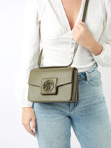 Medium Leather Roxane Shoulder Bag Lancel Green roxane A12073-vue-porte