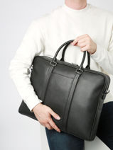 1 Compartment Business Bag With 17" Laptop Sleeve Le tanneur Black charles TCHA4093-vue-porte