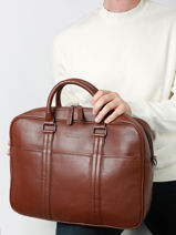 1 Compartment  Business Bag  With 17" Laptop Sleeve Yves renard Brown nappa 81560-vue-porte