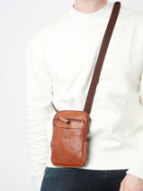 Crossbody Bag Basilic pepper Brown traveler BTRA09-vue-porte