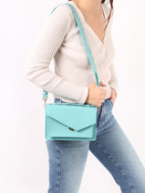 Shoulder Bag Zoe Leather Lancaster Blue zoe 11-vue-porte