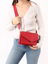 Shoulder Bag Zoe Leather Lancaster Red zoe 11-vue-porte
